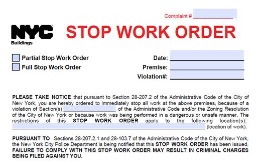 Stop Work Order